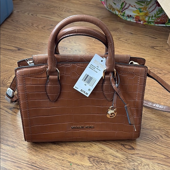 Michael Kors Brown Croc-Embossed Women's Bag - Picture 1 of 6